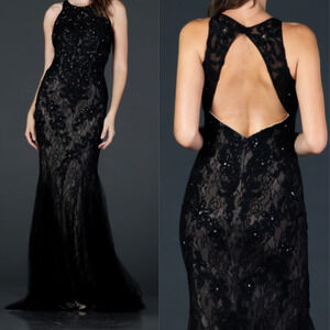 ASPEED SZ M black beaded lace mother of bride gala mermaid maxi dress NWT B164
